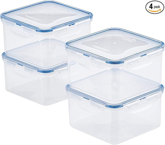 LOCK & LOCK Easy Essentials Storage Food Storage Container Set / Food Storage Bin Set - 4 Piece, Clear