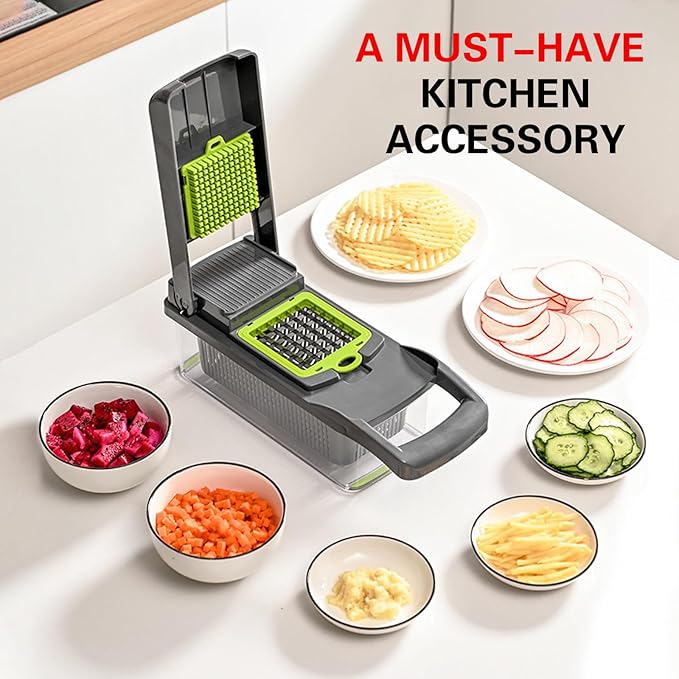 16 in 1 Multifunctional Food Chopper, Vegetable Chopper, Pro Onion Chopper, 8 Blade Vegetable Chopper, Egg Slicer with Container, French Fry Cutter Potatoe