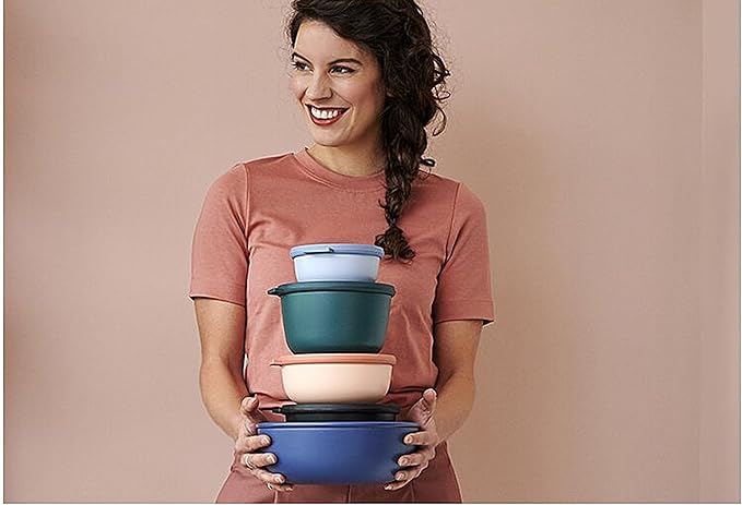 Mepal Cirqula 101oz/3,000ml Multi Food Storage & Serving Bowl with Transparent Lids | Perfect for Food Prep | Microwave & Dishwasher Safe | Nordic Lilac | Made in Holland