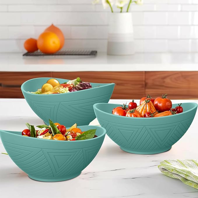 Large Salad Bowls 65 OZ - Wheat Straw Bowl Unbreakable Large Capacity Serving Bowl for Chips, Popcorn, Microwave & Dishwasher Safe Kitchen Bowls for Camping, Party, Big Cereal Bowl (Green)