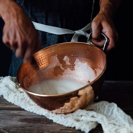 Sertodo Copper Mixing Bowl | 1.5 qt, 8-inch diameter | 100% Pure copper, heavy gauge, hand hammered | Whip egg whites to perfection | Not for salads
