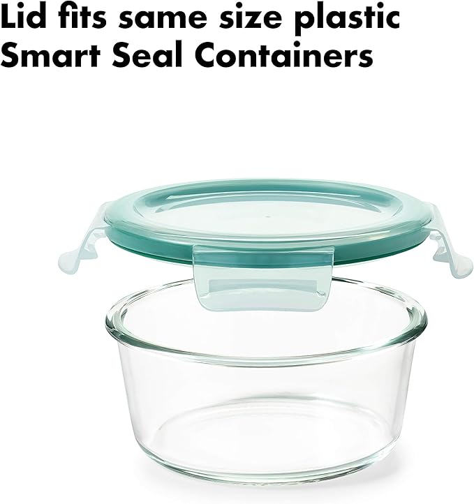 OXO Good Grips 8 Piece Smart Seal Airtight Glass Round Container Set,Blue