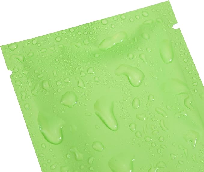 QQ Studio 100 PCS Metallic Mylar Foil Open Top Sealable Bags (8x12cm(3.1x4.7"), 100x Green)