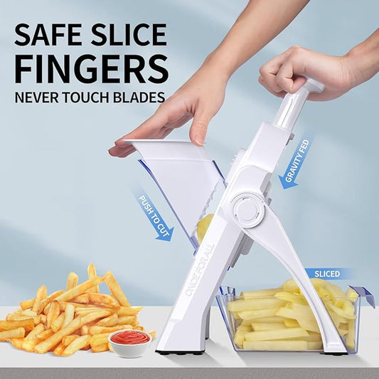 Safe Mandoline Slicer,Vegetable Potato Slice Food Cutter for Kitchen,Thickness Adjustable Upright Veggie Chopper for Fast Meal prep