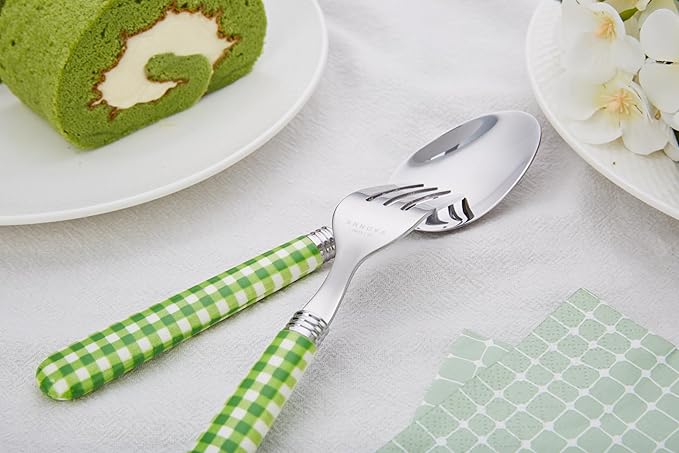 ANNOVA Silverware Set 20 Pieces Stainless Steel Cutlery Color Handle Flatware - 4 x Dinner Knife; 4 x Dinner Fork; 4 x Salad fork; 4 x Dinner Spoon 4 x Dessert Spoon (Green)