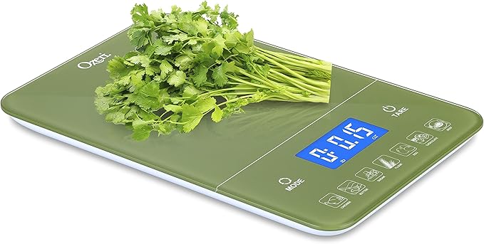 Ozeri Touch III Digital Kitchen Scale with Calorie Counter, 22 lbs (10 kg), Calla Green