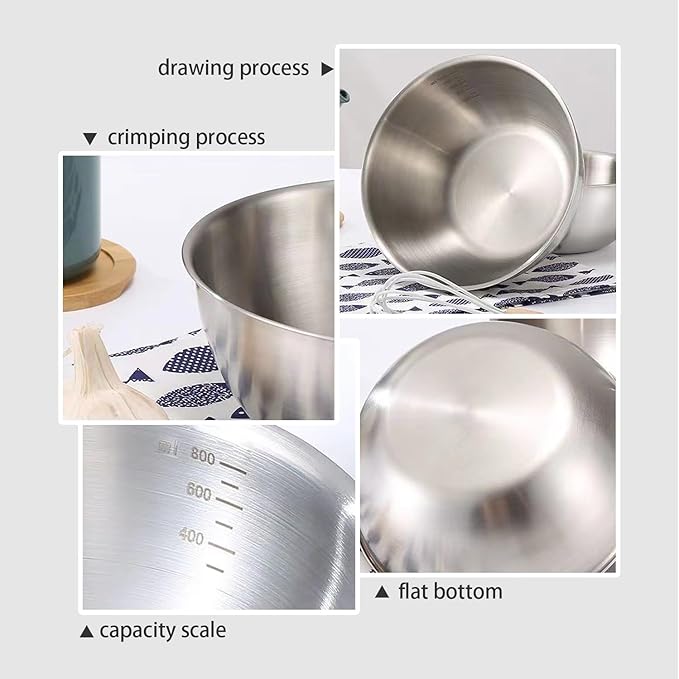 WANBY Stainless Steel Bowls 8 Pcs Metal Lightweight Unbreakable 28Oz Dinner Bowls Set Non-Toxin Dishwasher Safe BPA Free and Healthy