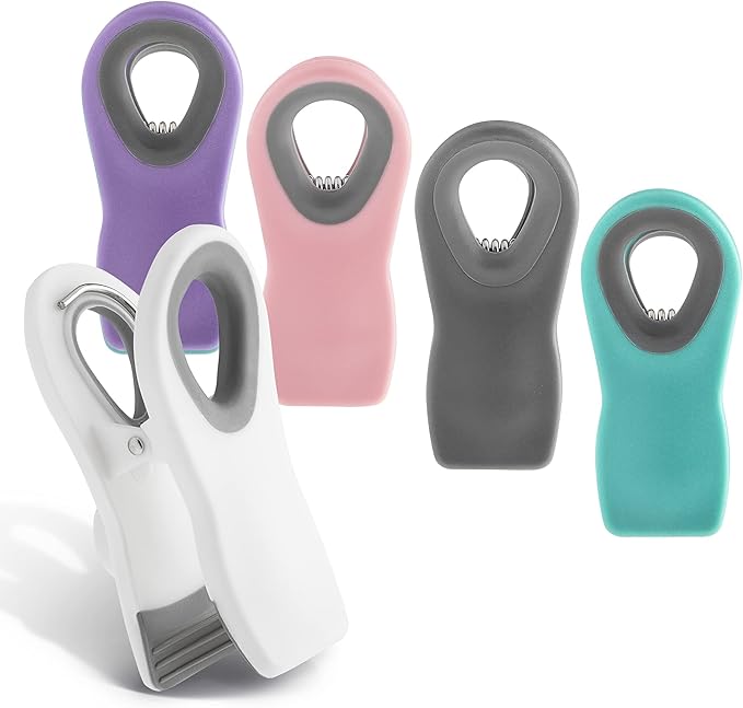 COOK WITH COLOR Multicolor Bag Clips with Magnet - Airtight Seal Grip for Bread, Snack and Food Bags (Pack of 5)