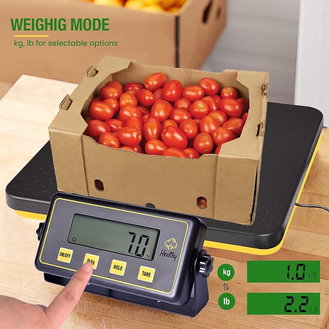 150lbs Commercial Scale Digital Receiving Scale with Anti-Slip Aluminum Platform, High Accuracy Food Scale with Hold/Tare/Auto-Off, Kitchen Scale with LCD Display for Restaurant/Cater