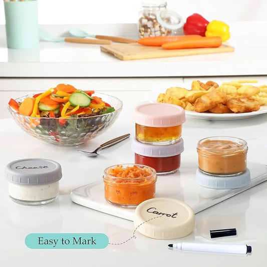 10-Pack Salad Dressing Containers To Go, 2.7oz Glass Small Condiment with Lids, Dipping Sauce Cups Set,Leakproof Reusable for Lunch Box Work Trip