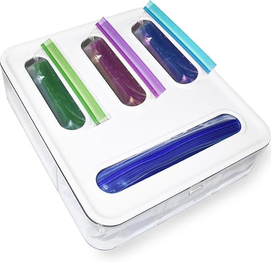 Bag Storage Organizer for Kitchen Drawer, Plastic Bag Container Holder, Baggie Dispenser for Gallon, Quart, Sandwich, Snack, Kitchen Organizers and Storage