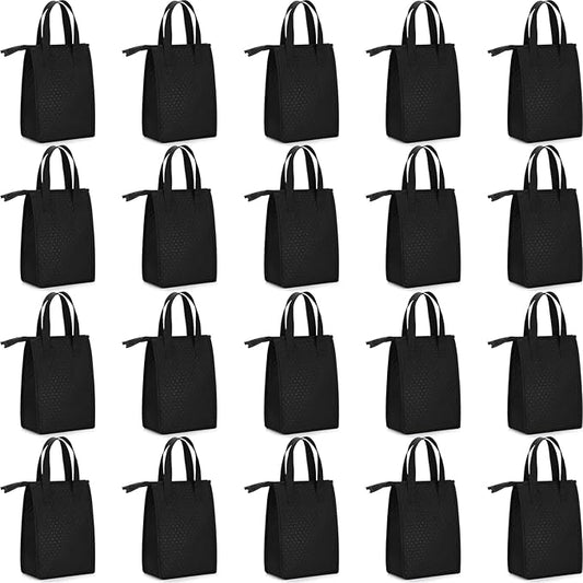 15 Pieces Insulated Lunch Bags Cooler Lunch Tote Bag Bulk with Zipper Thermal Leakproof Lunch Bags for Women Men Work Office School Travel Picnic(Black)