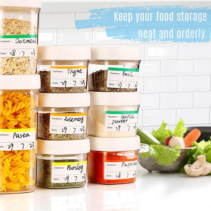 Coloured Food Labels Freezer Food Storage Labels Stickers, Fridge Stickers Removable for Food Containers, Freezer Meal Tags for Kitchen Organization (300 Pcs)
