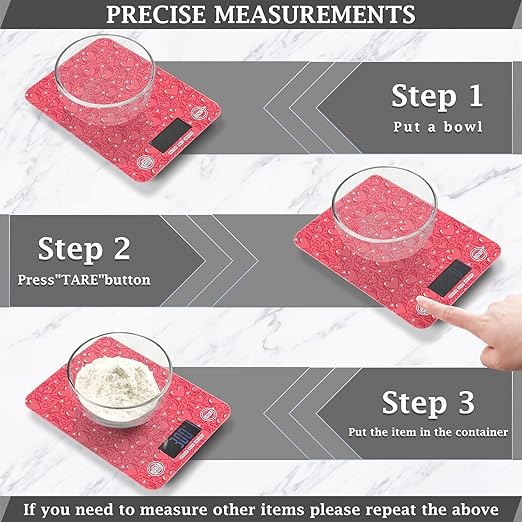 Food Scale Kitchen Scale Food Scales Digital Weight Grams and Ounces Small Electronic Food Scale for Baking Cooking Red Hearts