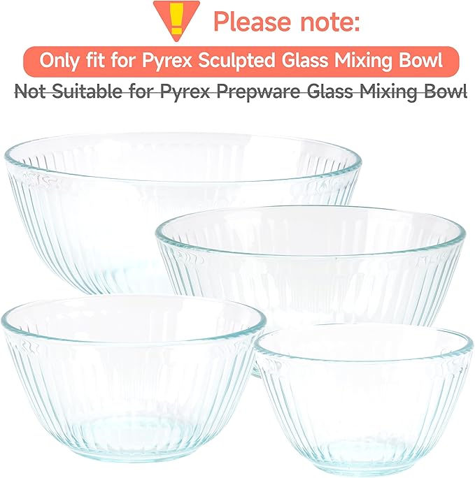 1 Pack Silicone Replacement Lids Only Fit for Pyrex 7404-S 4.5 Quart Sculpted Clear & Sculpted Tinted Glass Mixing Bowls, Extra Large Size Silicone Covers, Dishwasher & Microwave Safe