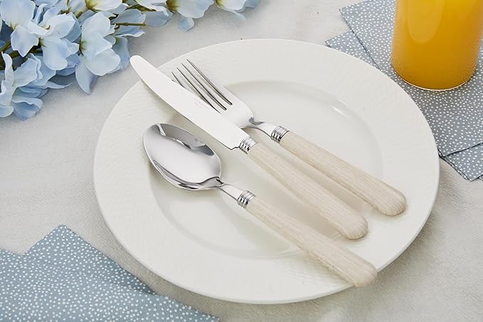 ANNOVA Silverware Set 20 Pieces Stainless Steel Cutlery Color Handle Flatware - 4 x Dinner Knife; 4 x Dinner Fork; 4 x Salad fork; 4 x Dinner Spoon; 4 x Dessert Spoon (Wood)