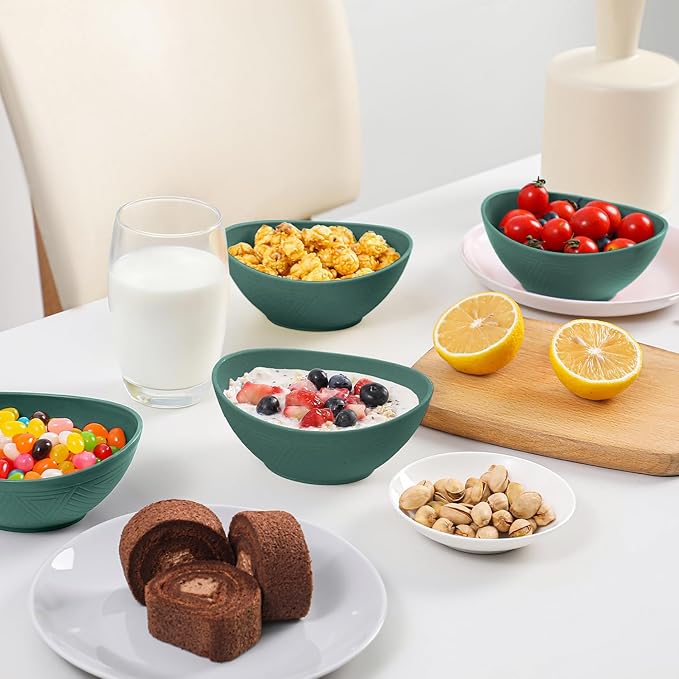 Small Bowls - Wheat Straw Bowls Unbreakable Snack Bowl 4 PCS - 10 OZ, Small Bowl for Snack, Dessert, Dip, Microwave and Dishwasher Safe Kitchen Bowls Set (Green)
