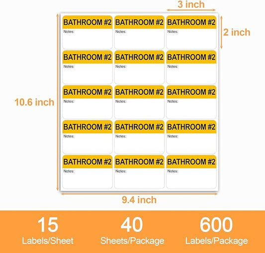 600 Writable Labels - 2' x 3', 20 Color-Coded Home Moving Packing Labels with Fragile, Extra, Heavy Options