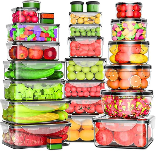54 Pcs Food Storage Containers with Lids Airtight, (27 Containers &27 Lids) Reusable BPA-Free Plastic Food Containers for Kitchen Organization, Leak Proof Freezer/Microwave Safe Meal Prep Lunch Boxes