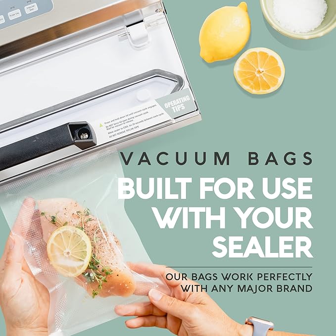 Avid Armor Small Pint Size Vacuum Sealer Bags, Vac Seal Bags for Food Storage, Meal Saver Freezer Vacuum Sealer Bags, Sous Vide Bags Vacuum Sealer, Non-BPA, 5 x 8 inches, Pack of 100