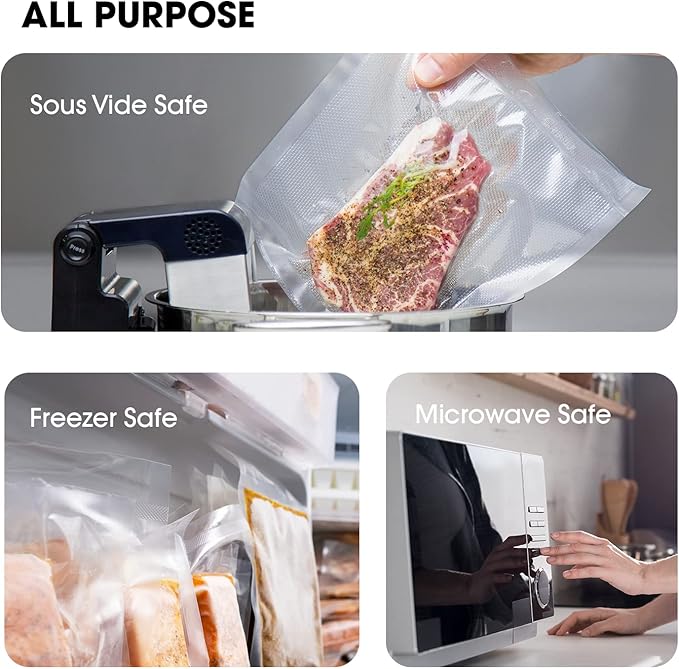 Vacuum Sealer Roll (8” x 75’ and 11” x 75’) Keeper with Cutter - Premium Seal Bags for Food Saver, Ideal for Meal Prep, Sous Vide, and Storage, Vesta Precision