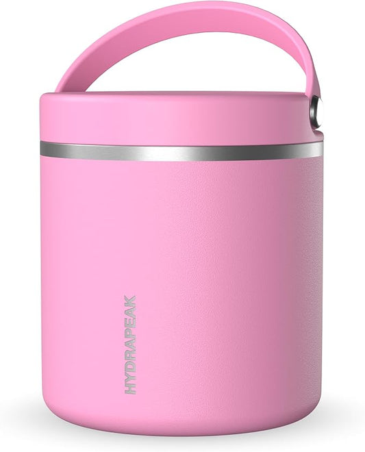 Hydrapeak 25oz Stainless Steel Vacuum Insulated Thermos Food Jar | Thermos for Hot Food and Cold Food, Wide Mouth Leak-Proof Soup Thermos for Adults, 10 Hours Hot and 16 Hours Cold (Bubblegum)