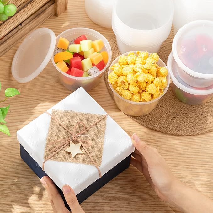 100 Sets Deli Containers with Lids 16 oz Leakproof Disposable Soup Containers plastic Food Storage box with Airtight Lids Round Clear Takeout bowl, Microwave Dishwasher Freezer Safe