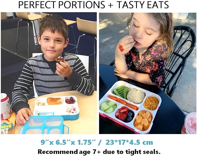 kinsho Bento Lunch Box with 9 Accessories for Kids, Snack Container Set with Food Picks, Silicone Cups, Steel Metal Vegetable Cutter and Utensils.Leakproof Set, BPA Free for Boys Girls Toddlers, Blue