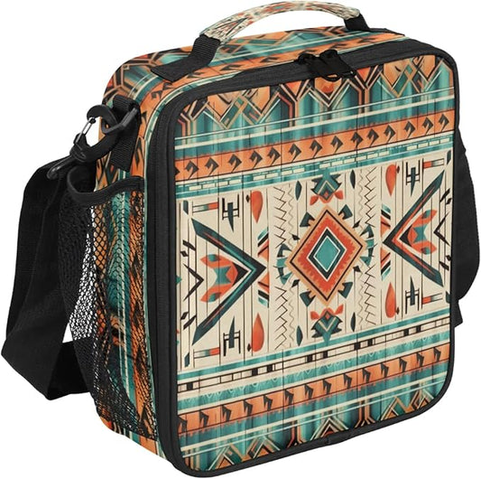 Pardick Aztec Lunch Box Insulated Lunch Bag Lunchbox with Adjustable Shoulder Strap Waterproof Cooler Bags for Travel/Picnic/Beach