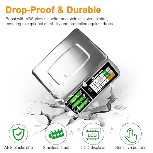 Produce Scale - Precision Commercial Food Scale with Touch Sensitive, Price Calculation - Ideal for Delis, Groceries, Retailers, Farmers Markets, Restaurants - 66lb Accurate Vegetable Scale