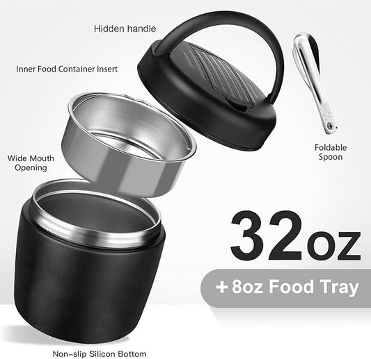 Thermo for Hot Food 32OZ Soup Thermo for Adults Vacuum Insulated Stainless Steel Food Jar Wide Mouth Leakproof Lunch Containers with Spoon for School Office