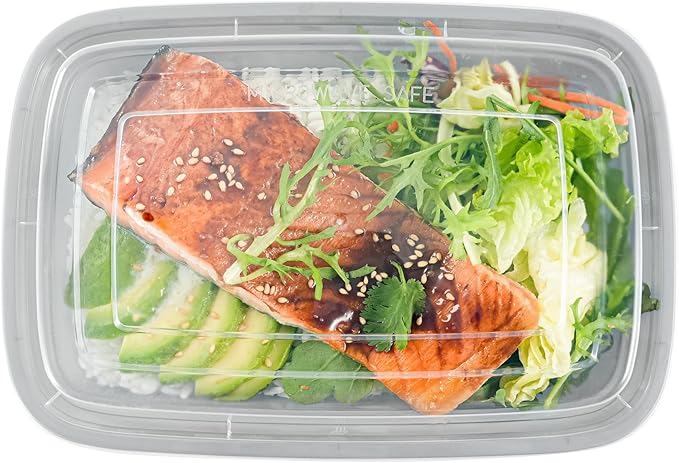 Restaurantware Asporto 28 Ounce Take Out Containers, 100 Food Containers With Lids - Microwavable, Disposable, Silver Plastic To Go Food Containers, No BPA, For Take Out And Delivery
