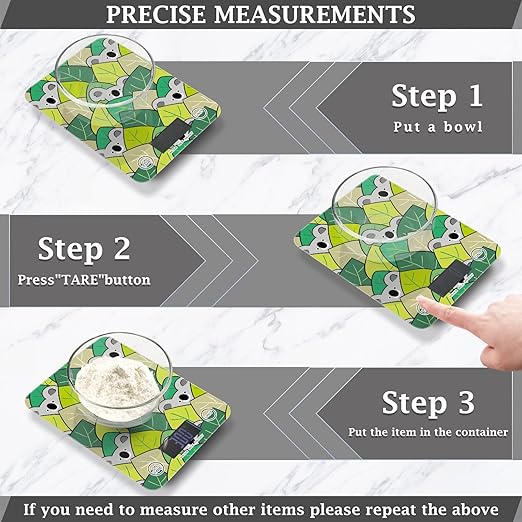 Food Scale Kitchen Scale for Baking Cooking Digital Food Weighing Measuring Scale Small Waterproof Electric Food Scale Cute Koala and Leaves