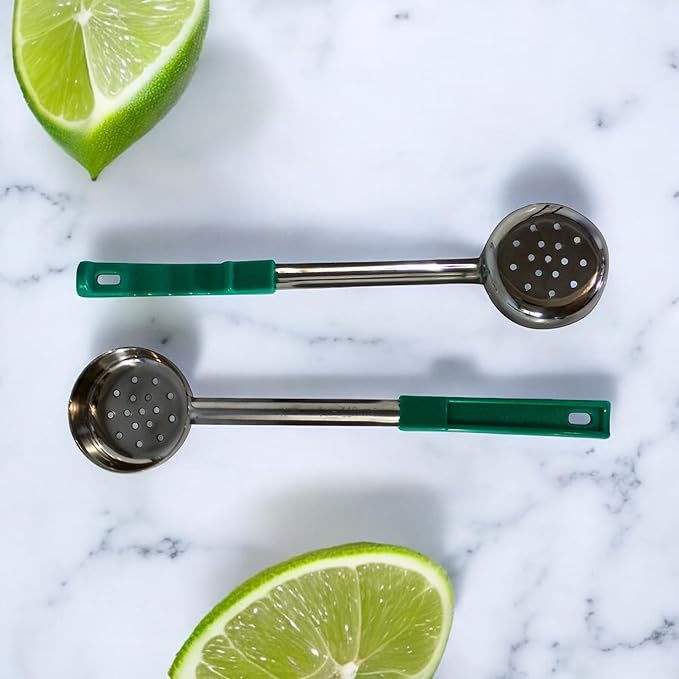 4 Ounce Slotted Stainless Steel Portion Control Ladle Spoon for Measuring and Serving; Commercial Grade Serving Scoops [Pack of 12]