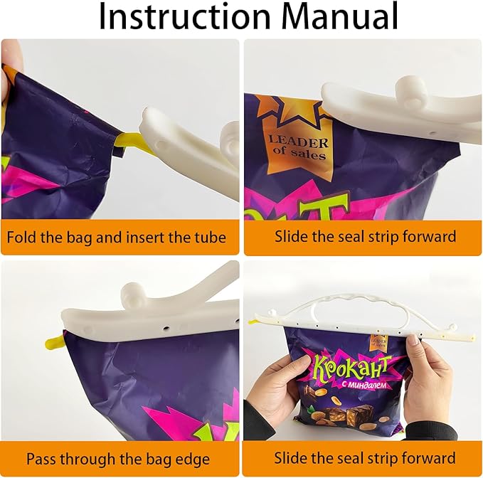6 - Piece Durable Reusable Food Clip Set with Handles! Multi - Size for Chip, Bread & All Snack Bags, Wall - Mountable to Keep Food Fresh