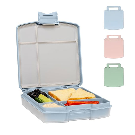 Ubbi Bento Lunch Box for Kids with 4 Compartments, BPA-Free, Leakproof, Dishwasher Safe, Food-Safe Material, Portion-Controlled Lunch Container, Kids Summer Camp, Cloudy Blue