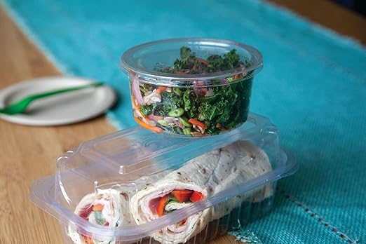 ECO PRODUCTS Compostable 12oz Clear Round Deli Containers, Case of 500, PLA Plastic Meal Prep, Lids Sold Separately, Made from PLA, A Renewable Material Made from Plants