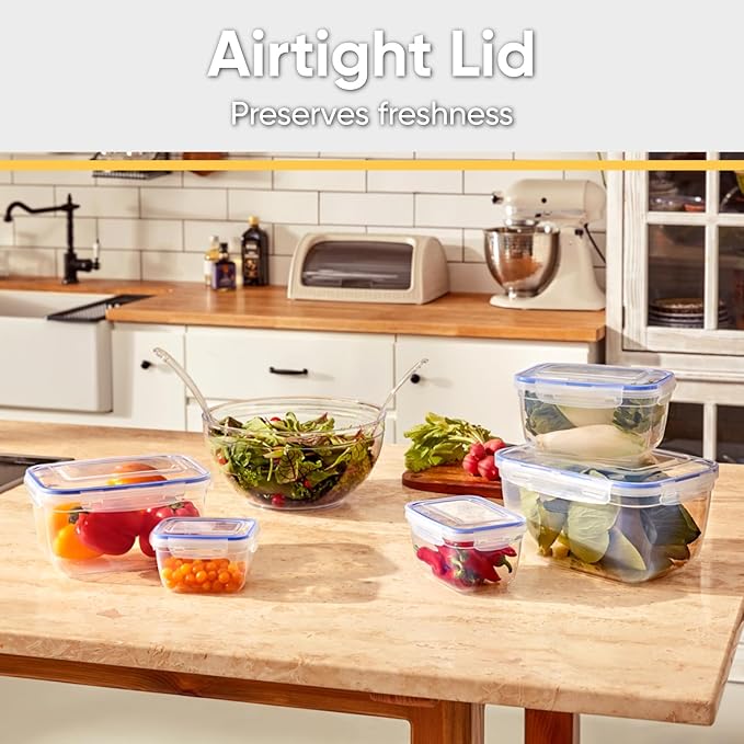 Superio Plastic Food Storage Container Set, BPA Free, Sealed Containers with Airtight Lids for Pnatry, Cupboard, and Fridge- Microwave and Dishwasher Safe (10) (3. Pack)