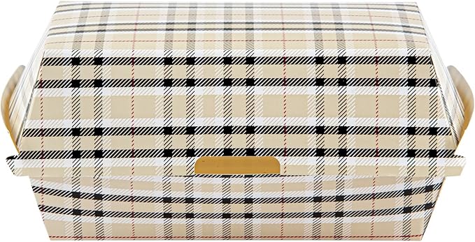 Restaurantware Bio Tek 6.7 x 3.5 x 3.5 Inch Clamshell Food Containers 100 Disposable Sandwich Containers - Hinged Lid Tab-Lock Closure Plaid Paper Hot Dog Containers Durable Greaseproof