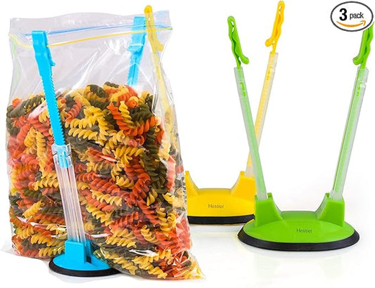 Baggy Rack For Ziplock Bag Holder Stand Adjustable/Hands Free Clip Food Storage Bag Holder For Ziplock Bag Stands / 3 Pack/3pcs