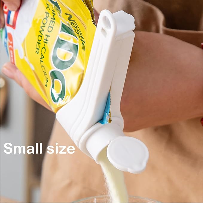 Food Bag Sealing Clips with Pour Spout - 3 Pack Airtight Storage Clamps for Cereal/Dog Food/Flour/Snacks, Reusable Bag Sealers for Pantry & Kitchen (S/M/L)