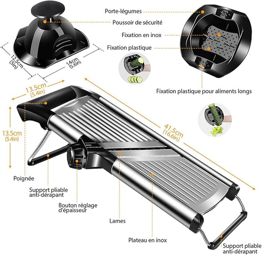 MASTERTOP Adjustable Mandoline Food Slicer,Vegetable Slicer Fruit Cutter,Stainless Steel Kitchen Mandolin,Julienne Slicers for Kitchen Onion Potato, Tomato, Carrot, Vegetable, and Fruit