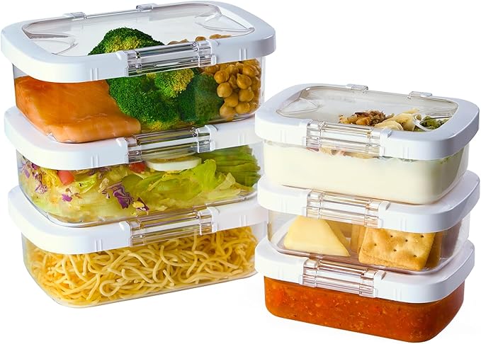 Felli Duo Loc Food Storage Container with Lids Airtight for Fridge Microwave Freezer, Stain Odor Free, Reusable On the Go Box Small + Large for Kitchen & Travel, Weekly Meal Plan (Meal Prep 6pk)