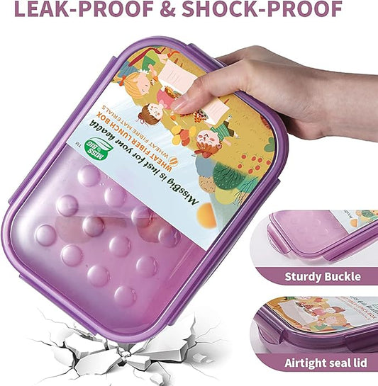 MISS BIG® Bento Box,Bento Box Adult,Lunch Box,Ideal Leak Proof Lunch Containers,No BPAs and No Chemical Dyes Bento Lunch Box,Dishwasher and Microwave Safe Lunch Containers for Adults(1900ml Purple)