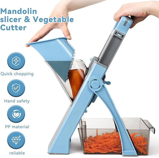 Upgrade Safe Mandoline Slicer Plus, Adjustable Potato Slicer, Vegetable Chopper Food Slicer, Fries Cutter, Veggie Salad Chopper Kitchen Chopping Artifact Christmas Gifts