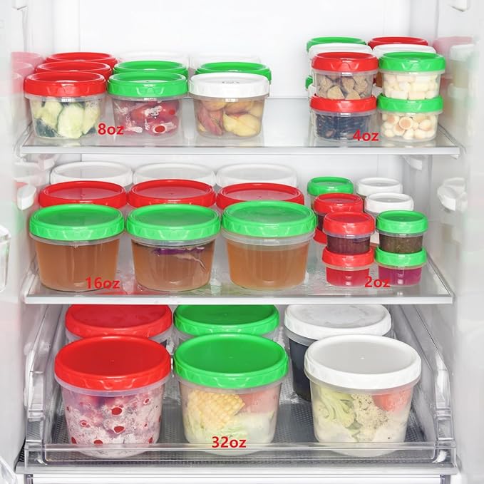 16 oz Plastic Freezer Containers with Lids 2 Cup Food Storage Container BPA Free Stackable Airtight Dishwasher Safe,6 Pack