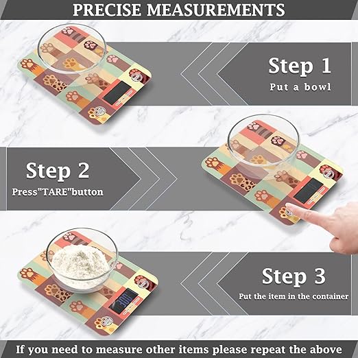 Food Scale Kitchen Scale for Baking Cooking Digital Food Weighing Measuring Scale Small Waterproof Electric Food Scale Cat Paw Footprints