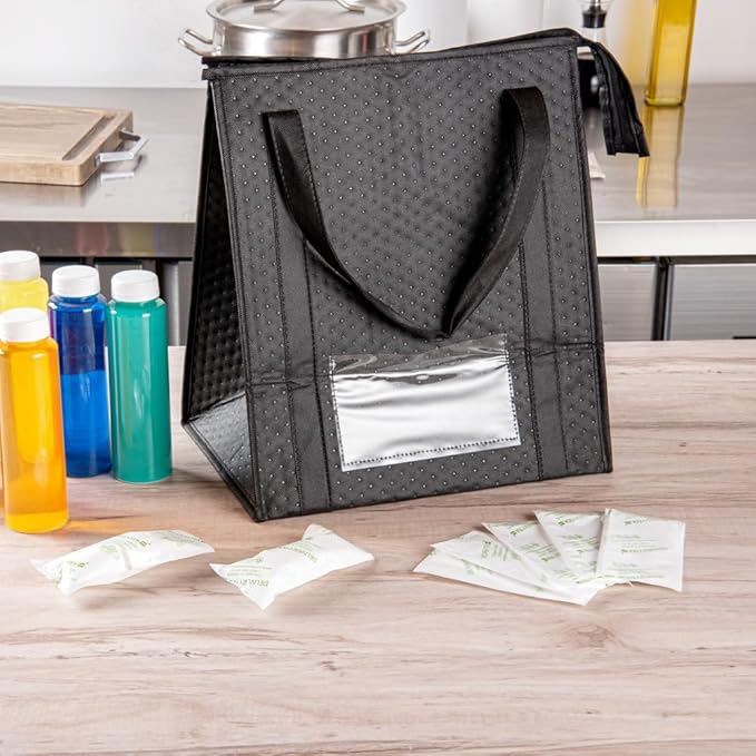 Restaurantware Delivery Tek 5.7 x 2.6 Inch Shipping Ice Packs 100 Durable Cold Packs - Easy-To-Use Design Leakproof Plastic Dry Ice Packs Reusable For Frozen Meat Vegetables or Beverages