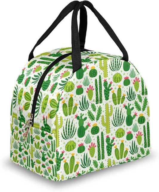 Insulated Lunch Bag for Women Men Green Cactus Waterproof Thermal Tote Bag Reusable Lunch Box Container Lunch Holder Leakproof Lunch Cooler Bag Picnic Travel Work