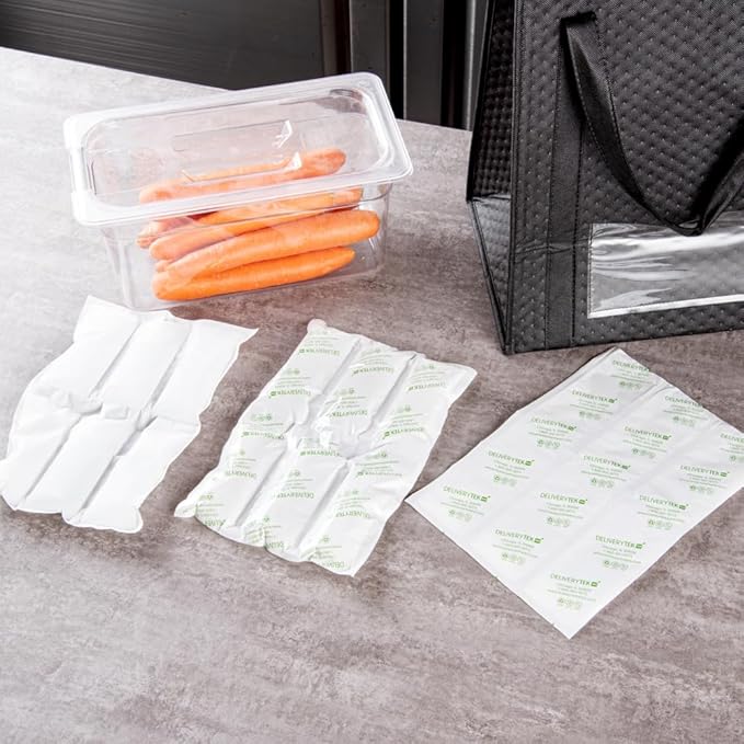 Restaurantware Delivery Tek 11.4 x 7.7 Inch Ice Sheets 10 Durable Cold Packs - Easy-To-Use Design Leakproof Plastic Shipping Ice Packs Reusable For Frozen Meat Vegetables or Beverages